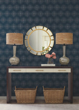 Starlight Blue & Silver Wallpaper with Metallic Dotted Starburst Motif - York BO6695