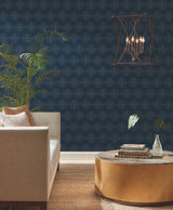 Starlight Blue & Silver Wallpaper with Metallic Dotted Starburst Motif - York BO6695