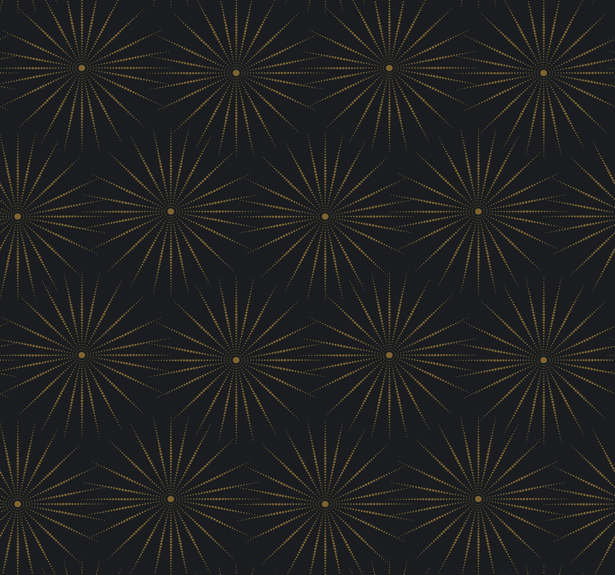 Starlight Black & Gold Wallpaper with Metallic Starburst Bohemian Motif - York BO6696