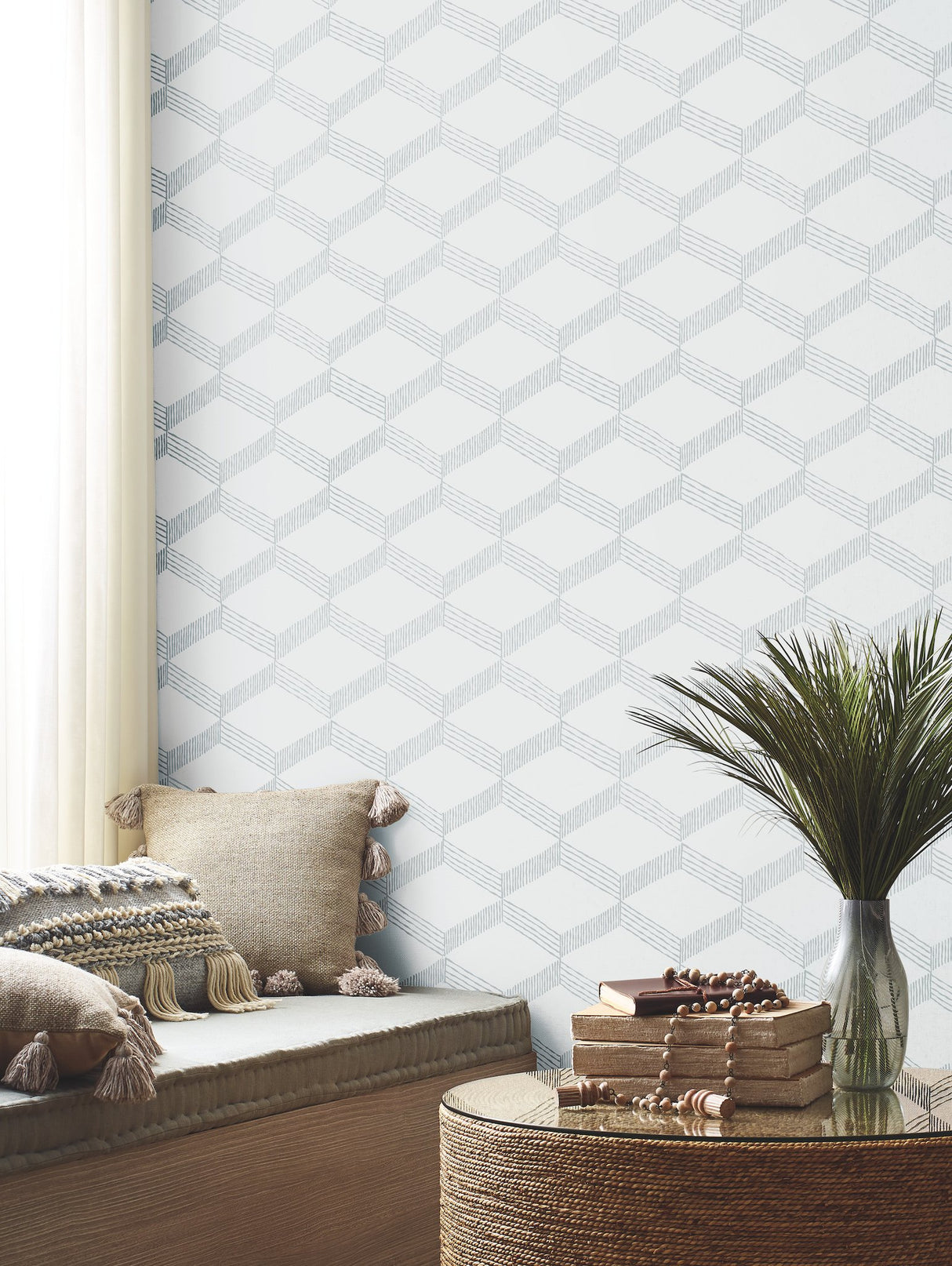 Palisades Paperweave Smokey Blue Wallpaper