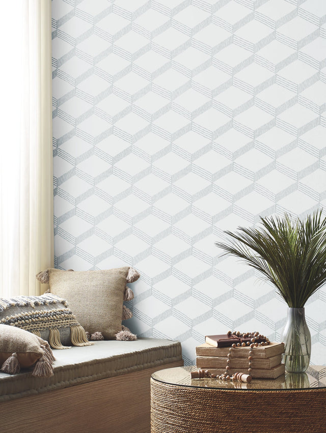 Palisades Paperweave Smokey Blue Wallpaper