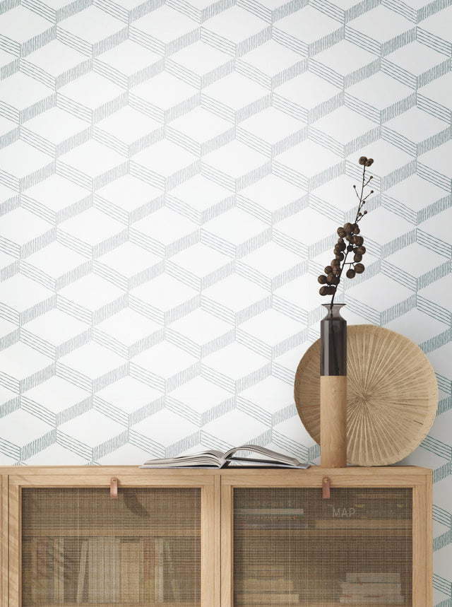 Palisades Paperweave Smokey Blue Wallpaper