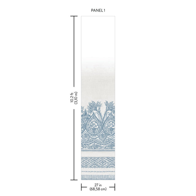 Henna Blue & White Wall Mural with Bohemian Mehndi Motif - York BO6741M
