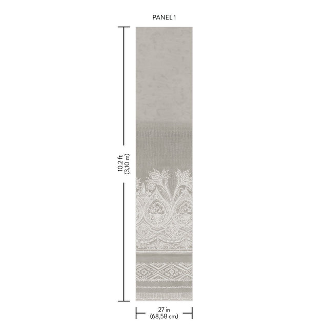 Henna Grey Wall Mural with Bohemian Mehndi Motif - York BO6742M