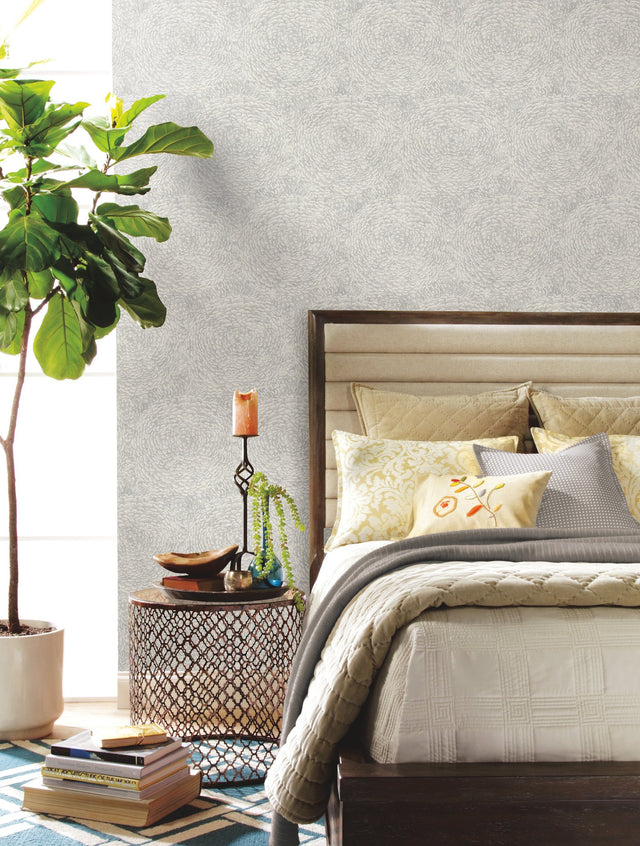 Floret Grey Wallpaper with Bohemian Floral Motif - York BO6752