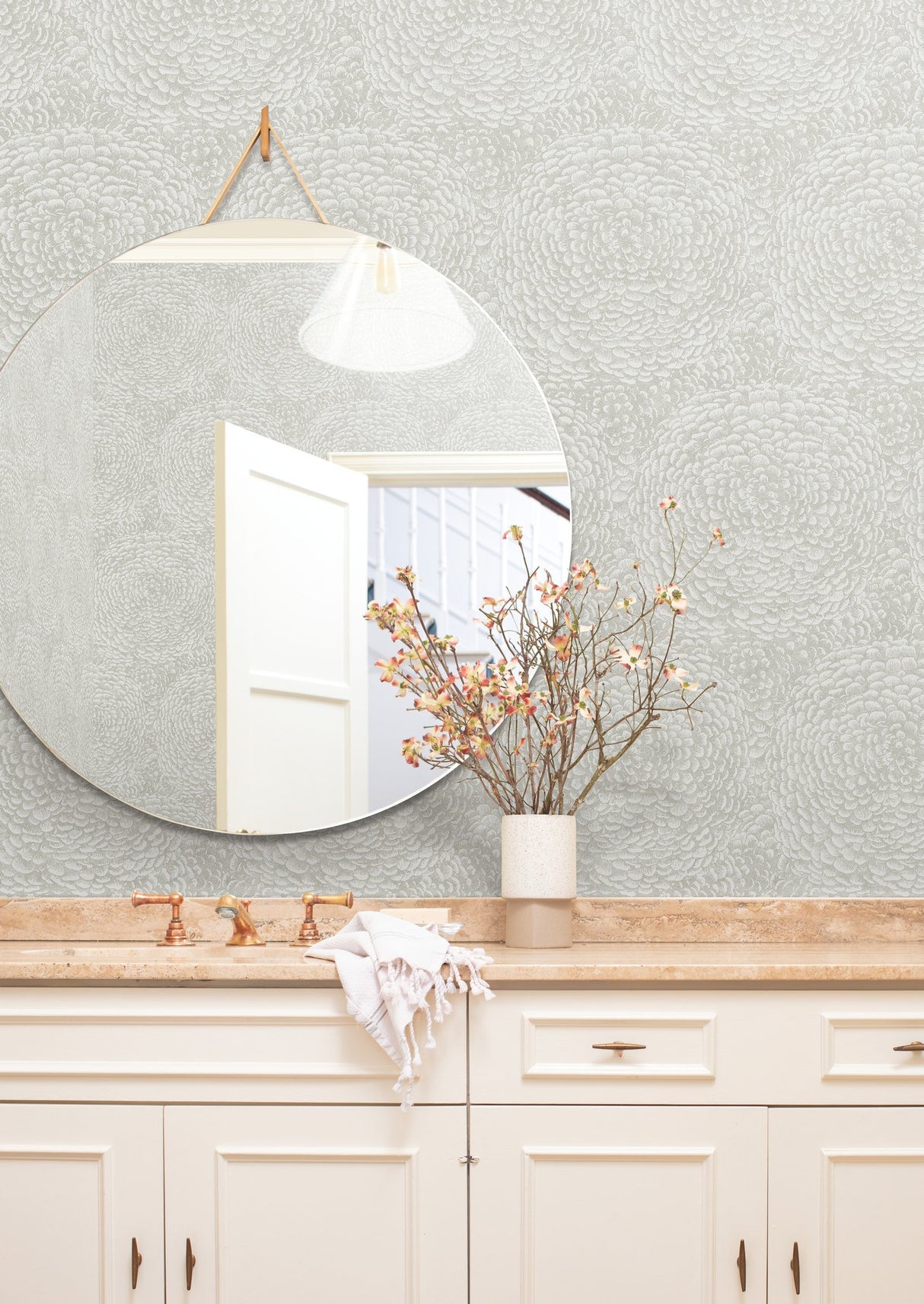 Floret Off White Wallpaper with Bohemian Floral Motif - York BO6753