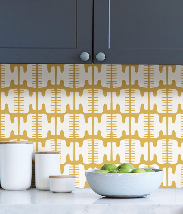 Shift Yellow Peel & Stick Wallpaper with Modern Geometric Pattern - NuWallpaper BPS4053
