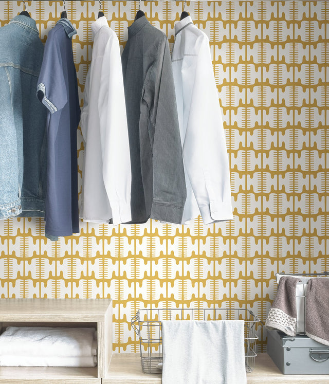Shift Yellow Peel & Stick Wallpaper with Modern Geometric Pattern - NuWallpaper BPS4053