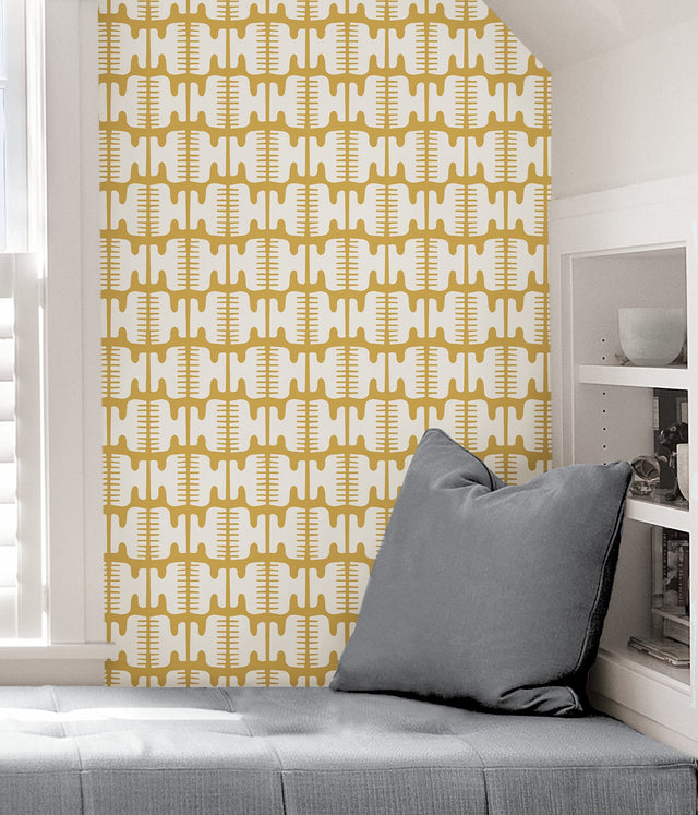 Shift Yellow Peel & Stick Wallpaper with Modern Geometric Pattern - NuWallpaper BPS4053