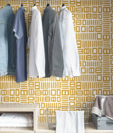 Traverse Yellow Peel & Stick Wallpaper with Modern Geometric Abstract Pattern - NuWallpaper BPS4056