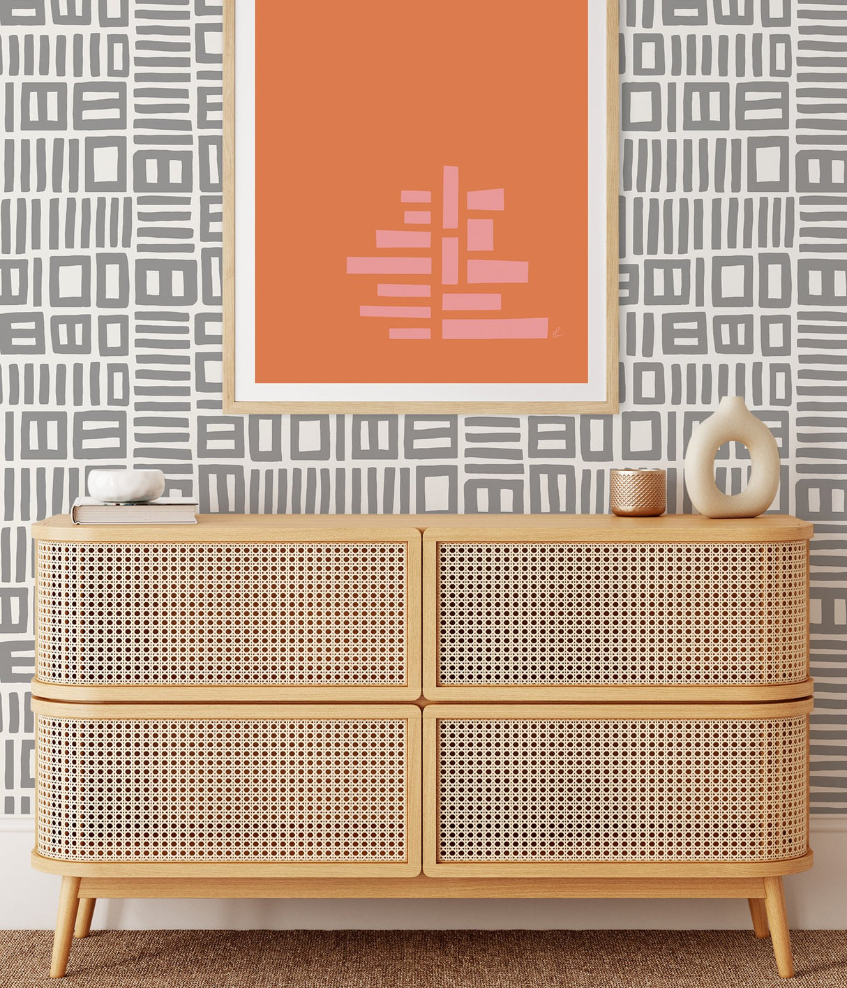 Traverse Grey Peel & Stick Wallpaper with Modern Geometric Pattern - NuWallpaper BPS4057