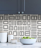 Traverse Grey Peel & Stick Wallpaper with Modern Geometric Pattern - NuWallpaper BPS4057