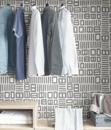 Traverse Grey Peel & Stick Wallpaper with Modern Geometric Pattern - NuWallpaper BPS4057
