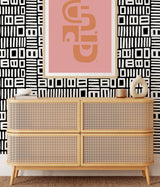 Traverse Black Peel & Stick Wallpaper with Abstract Geometric Pattern - NuWallpaper BPS4058