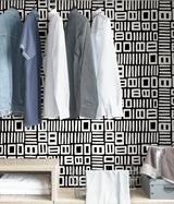 Traverse Black Peel & Stick Wallpaper with Abstract Geometric Pattern - NuWallpaper BPS4058