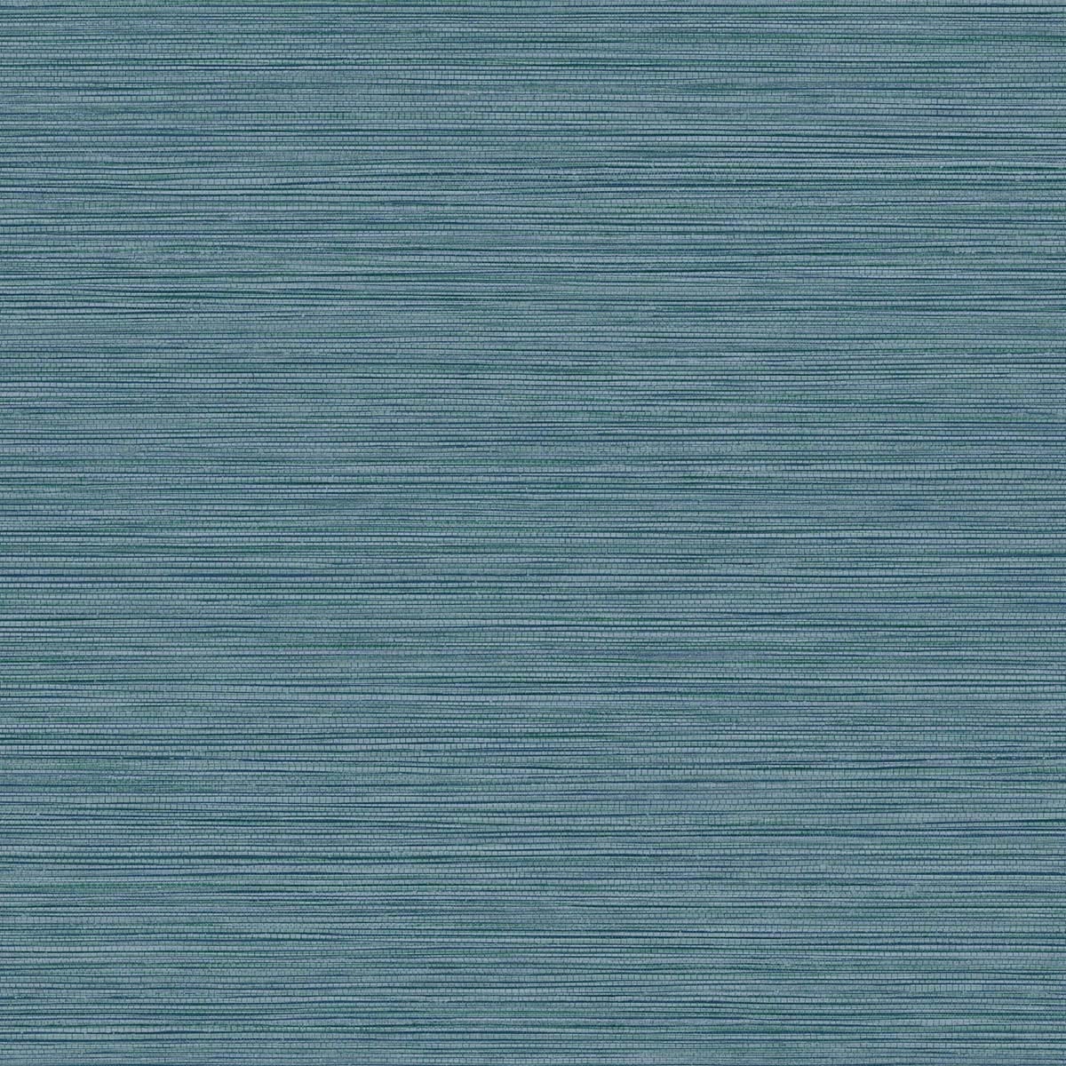 Grasslands ocean blue faux grasscloth textured wallpaper with fine horizontal striations