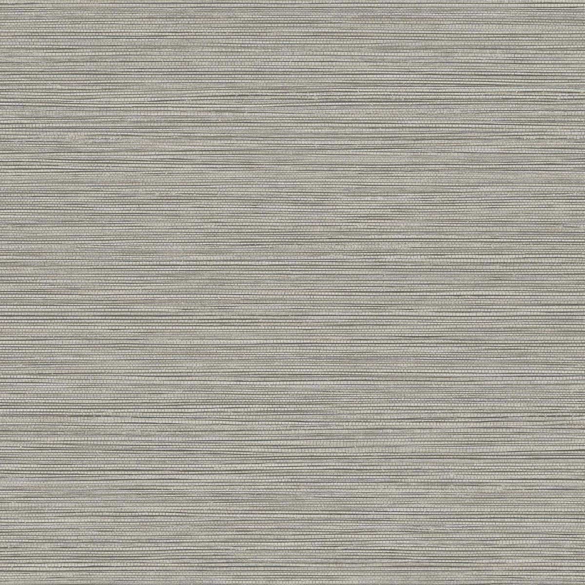 Graphite grey faux grasscloth texture wallpaper with fine horizontal woven lines (Grasslands BV30118)