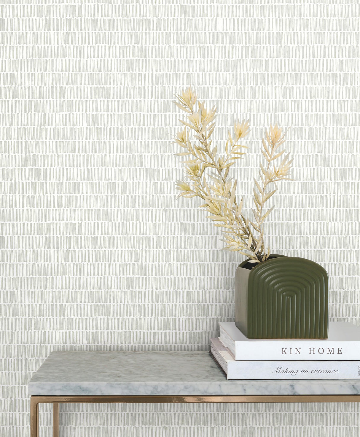 Horizontal Hash Marks Grey Wallpaper with Geometric Hand-Drawn Stripe Pattern - York BW3811