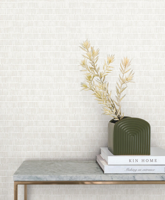 Horizontal Hash Marks White & Cream Wallpaper with Geometric Hashmark Pattern, Sure Strip Prepasted - York BW3812