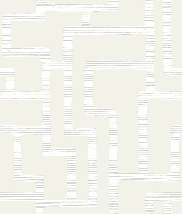 Graphic Polyomino Pearl Wallpaper with Geometric Stripe Path Motif - York BW3832