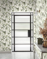 Bamboo Ink Green & Black Wallpaper with Botanical Watercolor Bamboo Motif - York BW3842