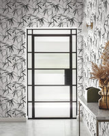 Bamboo Ink Black & White Wallpaper with Watercolor Bamboo Leaf Motif - York BW3843