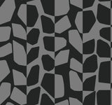 Primitive Vines Black Metallic Wallpaper with Geometric Vining Motif - York BW3894