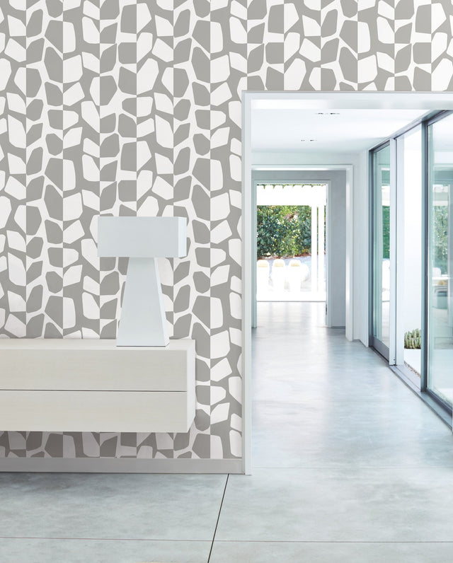 Primitive Vines Silver Metallic Wallpaper