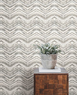 Petite Watercolor Chevron Black & White Wallpaper with Geometric Watercolor Chevron Pattern - York BW3911