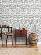 Petite Watercolor Chevron Black & White Wallpaper with Geometric Watercolor Chevron Pattern - York BW3911