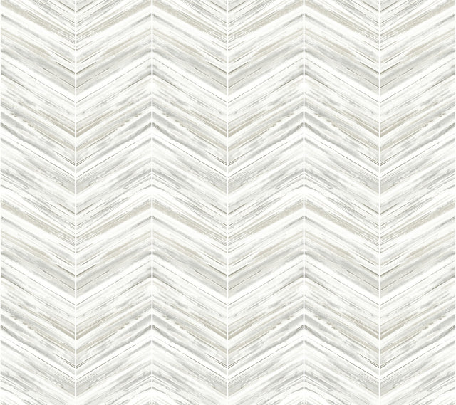 Petite Watercolor Chevron White & Grey Wallpaper with Geometric Watercolor Chevron Pattern - York BW3913
