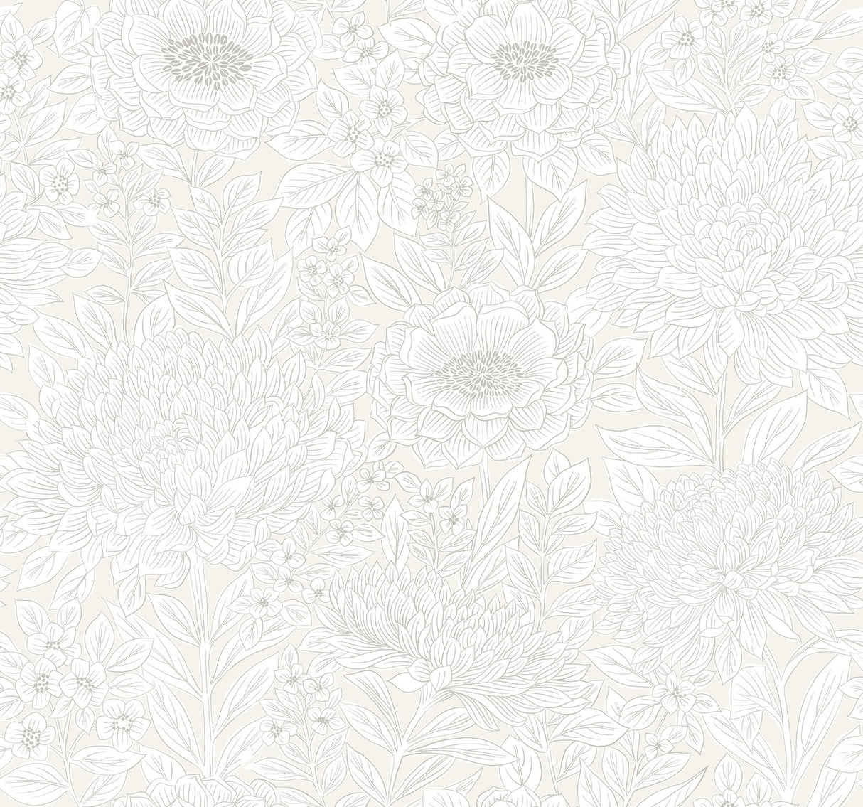 Wood Block Blooms Cream Wallpaper with Floral Botanical Pattern, Prepasted Sure Strip - York BW3921