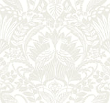 Egret Damask White & Cream Wallpaper with Bird Medallion Motif - York BW3932