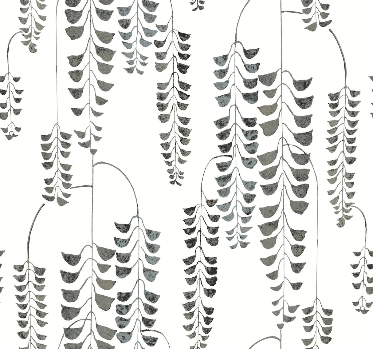 Deco Wisteria Black Metallic Wallpaper with Botanical Metallic Effect - York BW3943