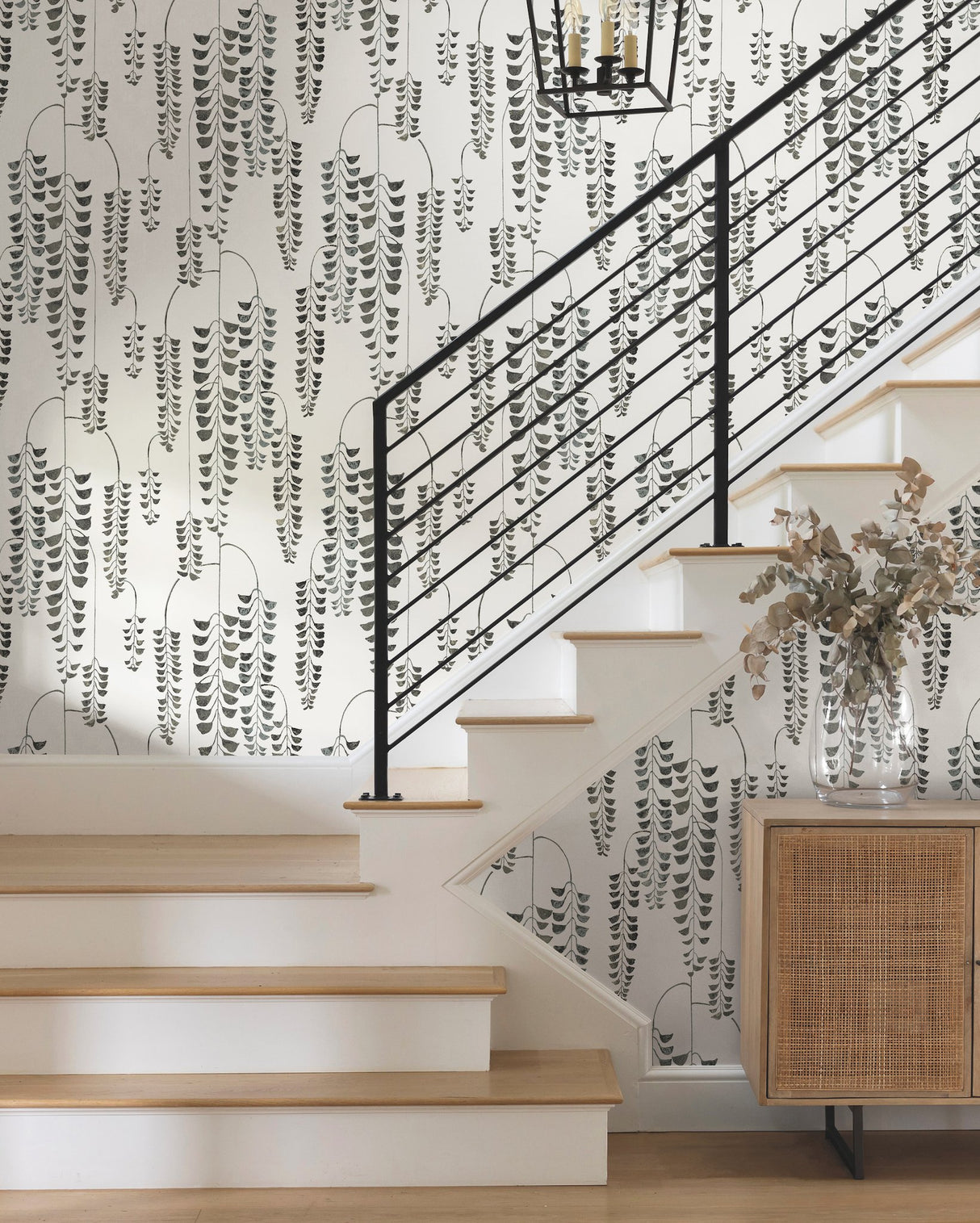 Deco Wisteria Black Metallic Wallpaper with Botanical Metallic Effect - York BW3943