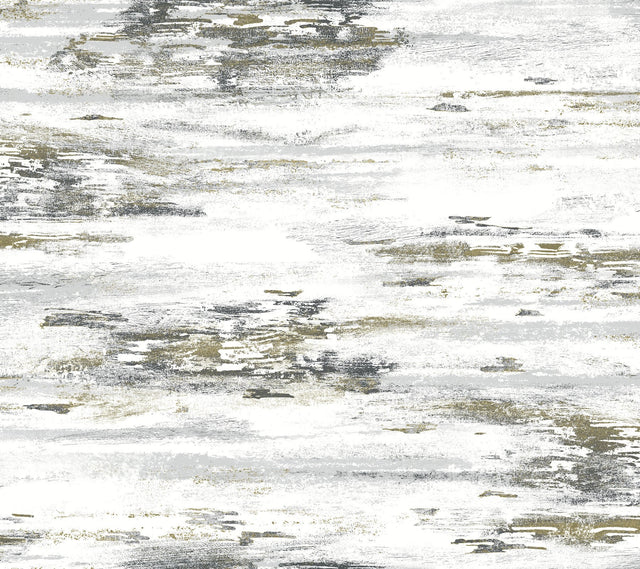 Birch Bark Texture Black & Gold Wallpaper with Textured Bark Motif - York BW3961