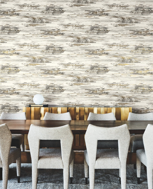 Birch Bark Texture Black & Gold Wallpaper with Textured Bark Motif - York BW3961