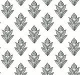Lotus Motif Black & White Wallpaper with Botanical Lotus Pattern - York BW3977