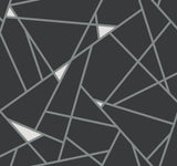 Prismatic Black & Silver Geometric Wallpaper with Metallic Prism Motif - York BW3985