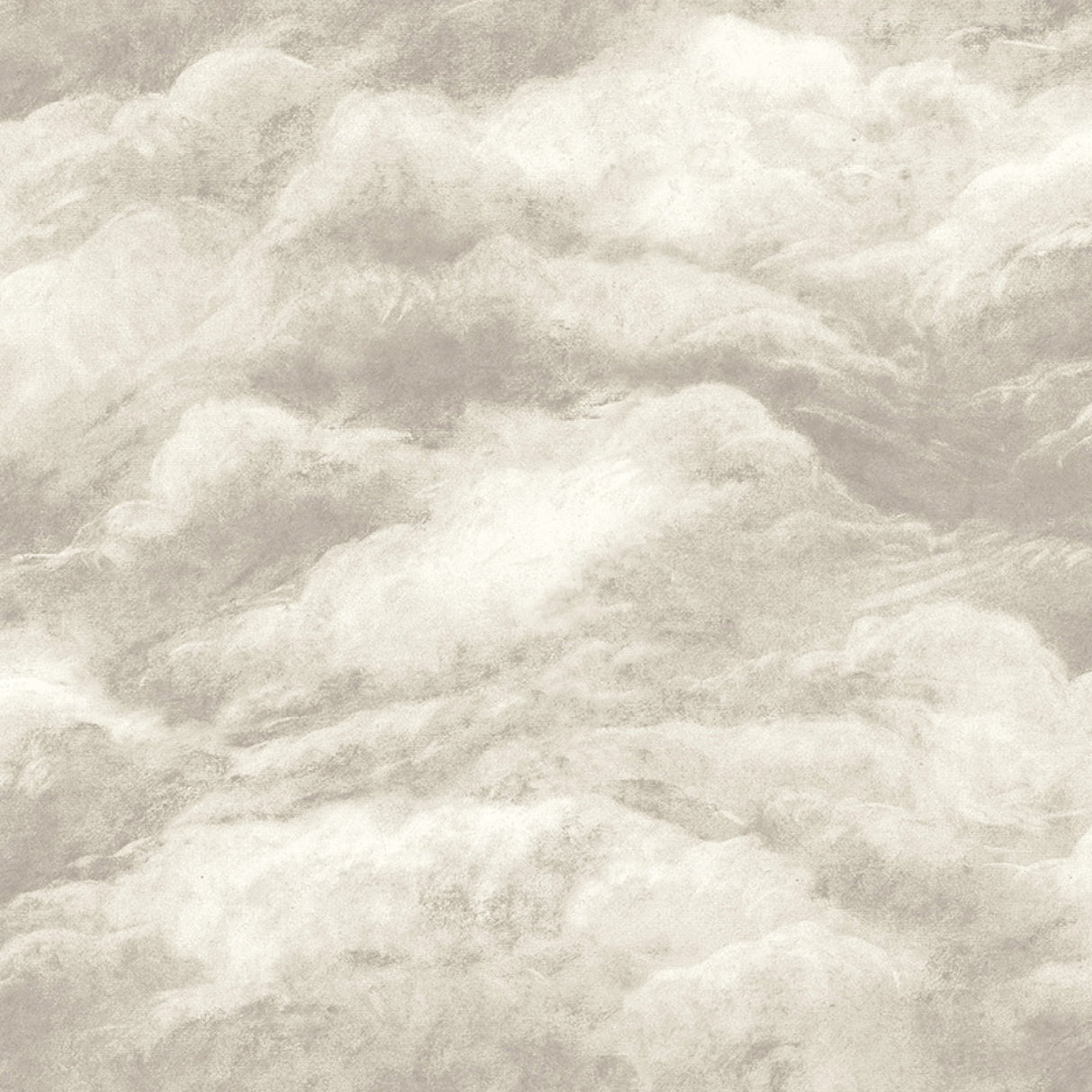 Belgravia Decor Nimbostratus Ash Cloud Wallpaper in smoky grey and ivory with textured vinyl clouds.