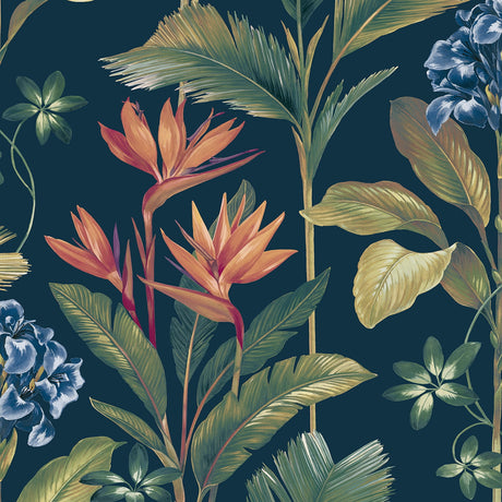 Oliana Navy Floral Wallpaper by Belgravia Decor