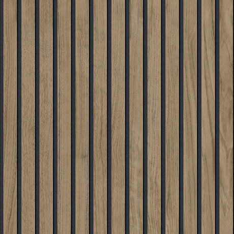 Panacea Brown Wood slat-look wallpaper roll BG1157
