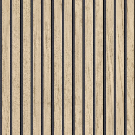 Panacea Light Brown Wood slat wallpaper by Belgravia Decor BG1158