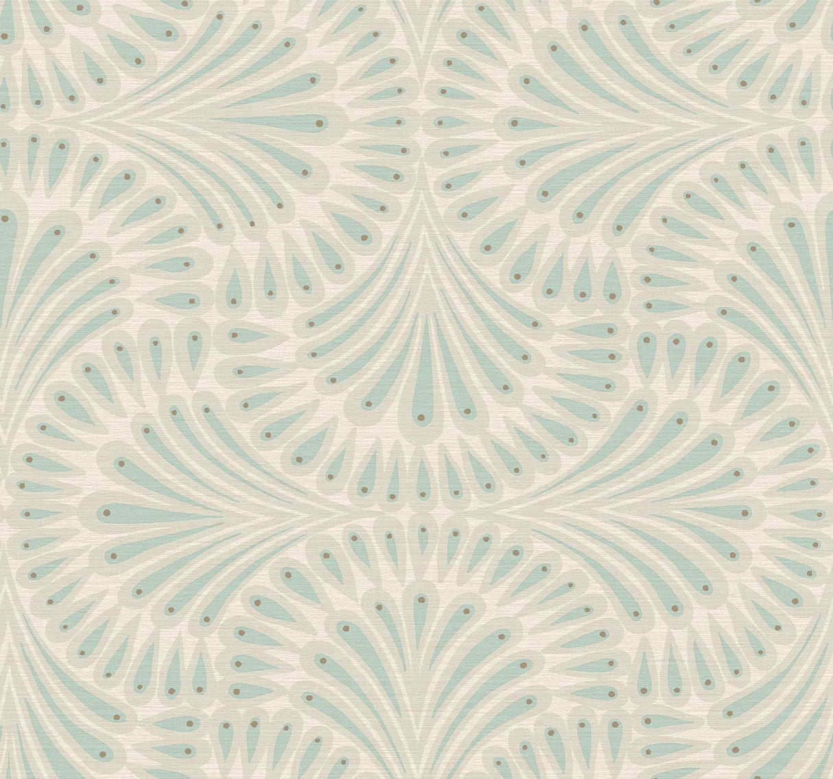 Cabaret Beige Metallic Wallpaper with Art Deco Peacock Fan Motif - York CA1502