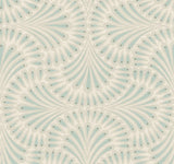 Cabaret Beige Metallic Wallpaper with Art Deco Peacock Fan Motif - York CA1502