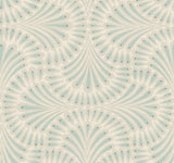 Cabaret Beige Metallic Wallpaper with Art Deco Peacock Fan Motif - York CA1502SAM