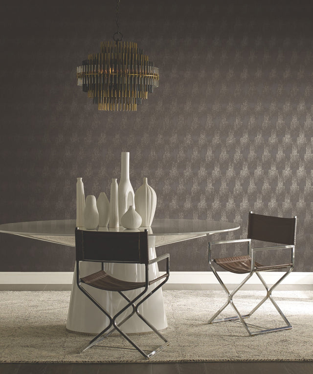 Flapper Metallic Silver Abstract Non Woven Unpasted Wallpaper - York CA1518