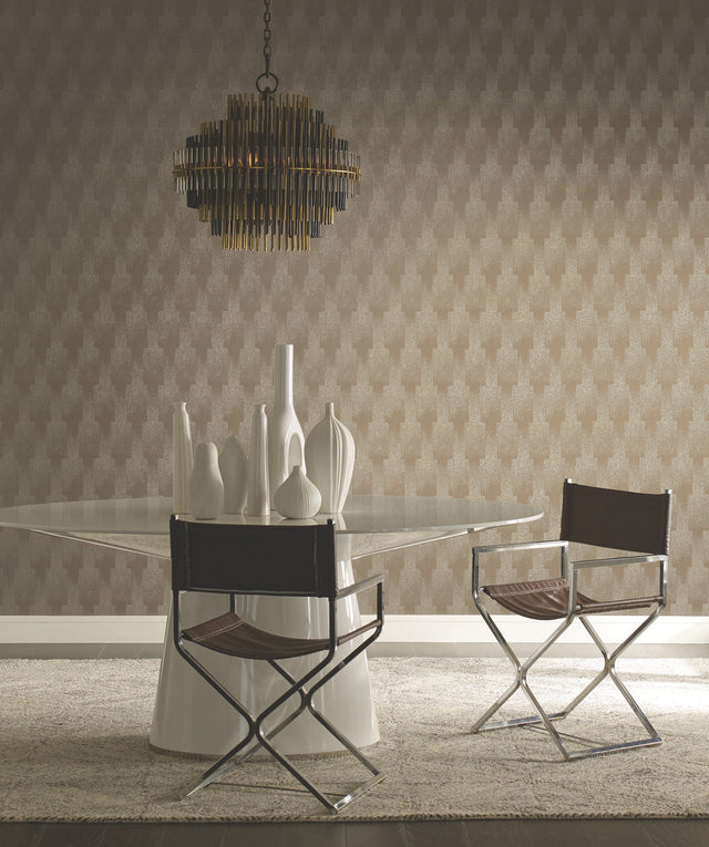 Flapper Metallic Wallpaper in Gold with Art Deco Geometric Pattern - York CA1519