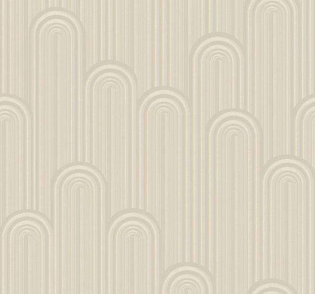 Speakeasy White Metallic Wallpaper with Art Deco Arch Pattern - York CA1544