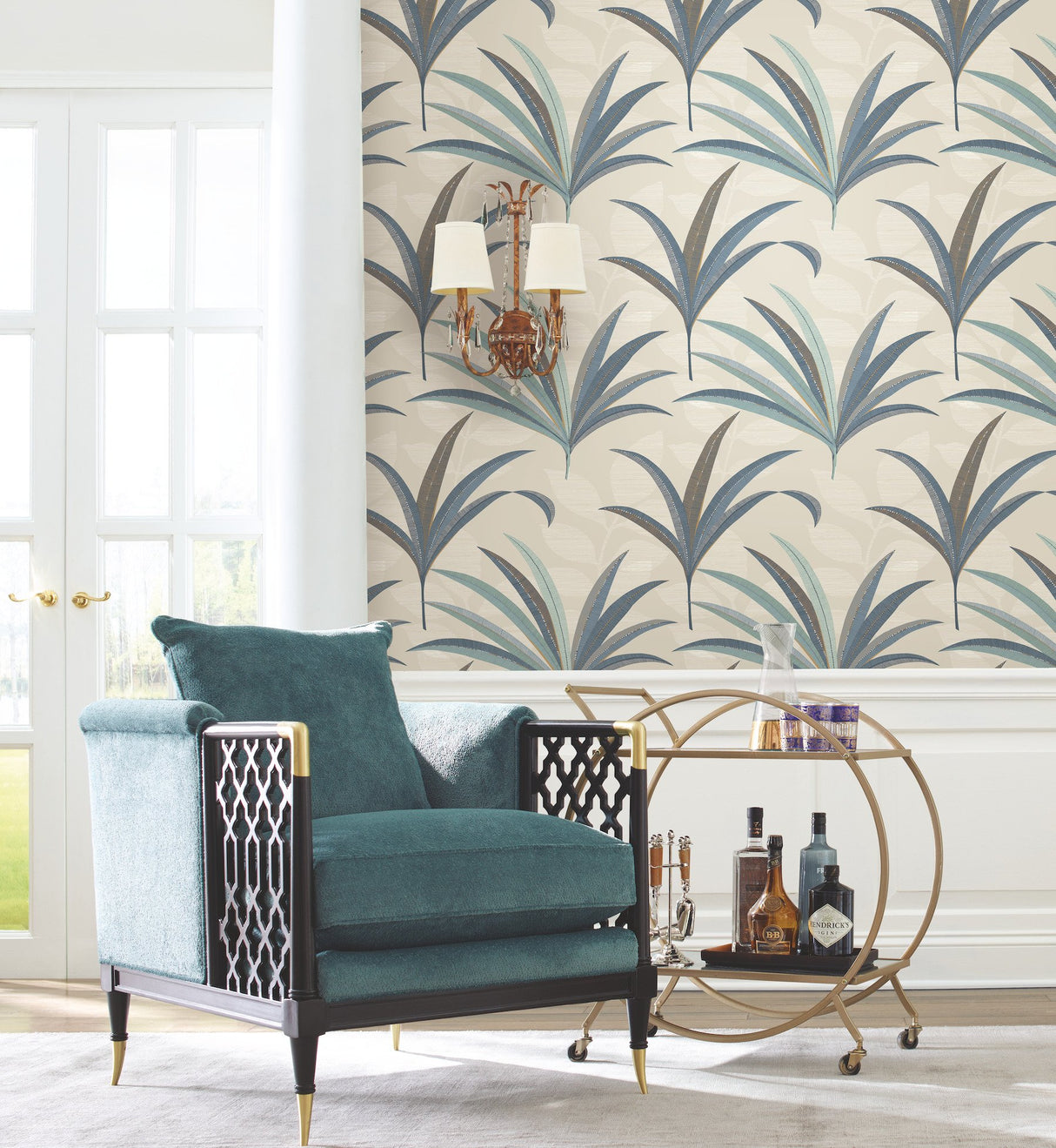 El Morocco Palm Beige Wallpaper with Botanical Palm Motif - York CA1552